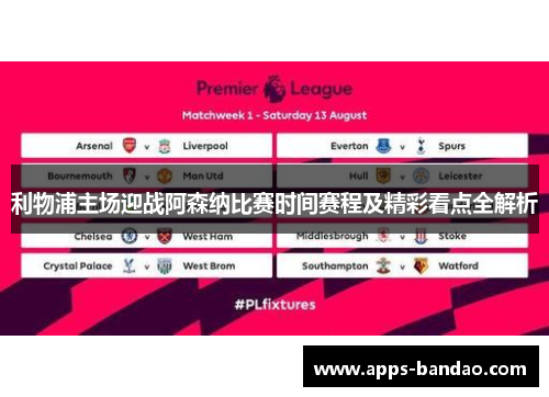 利物浦主场迎战阿森纳比赛时间赛程及精彩看点全解析